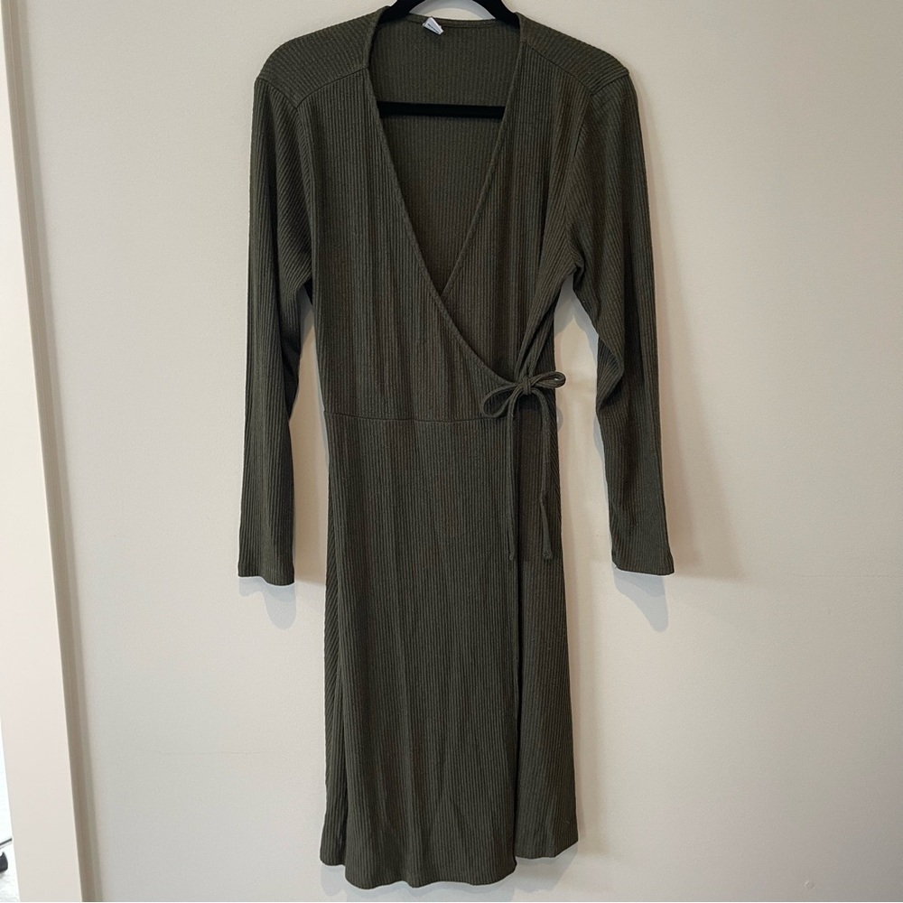 Long Sleeve Sweater Wrap Dress
